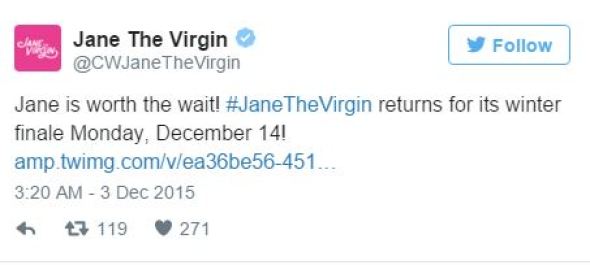 Jane the Virgin tweet