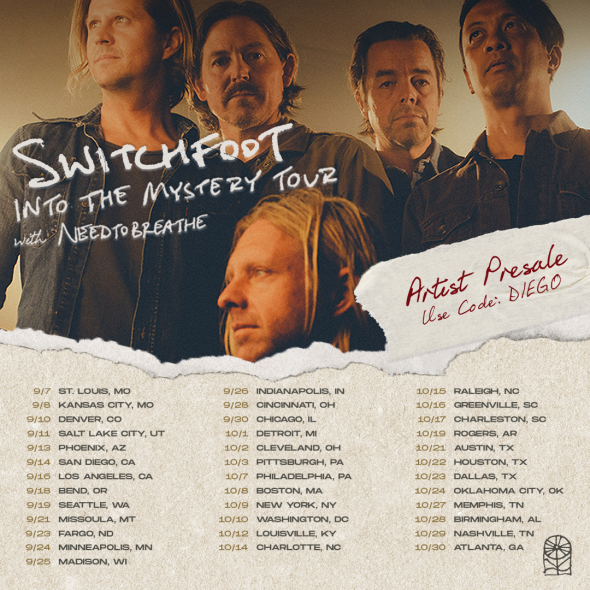 SWITCHFOOT announces 'Into the Mystery' tour dates with NEEDTOBREATHE