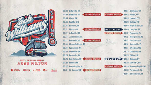 Zach Williams' Spring 2022 Tour, joined by Anne Wilson